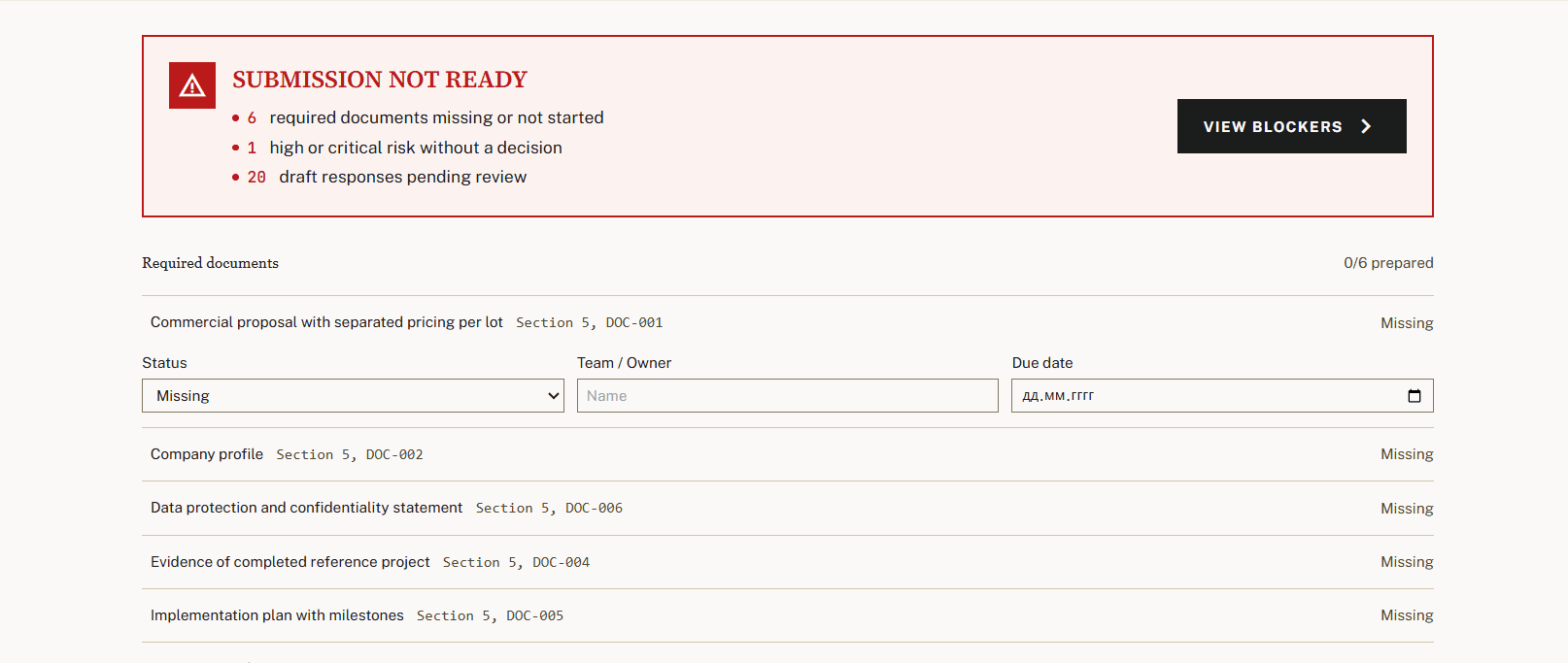 Tender Response Assistant — Evidence-Bound Drafting Pipeline for Industrial Bid Managers — screenshot 3